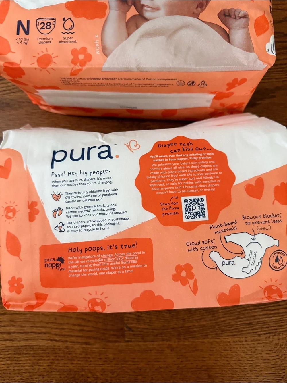 NEW Pura Newborn Diapers Three Packs <10 pounds eco friendly natural